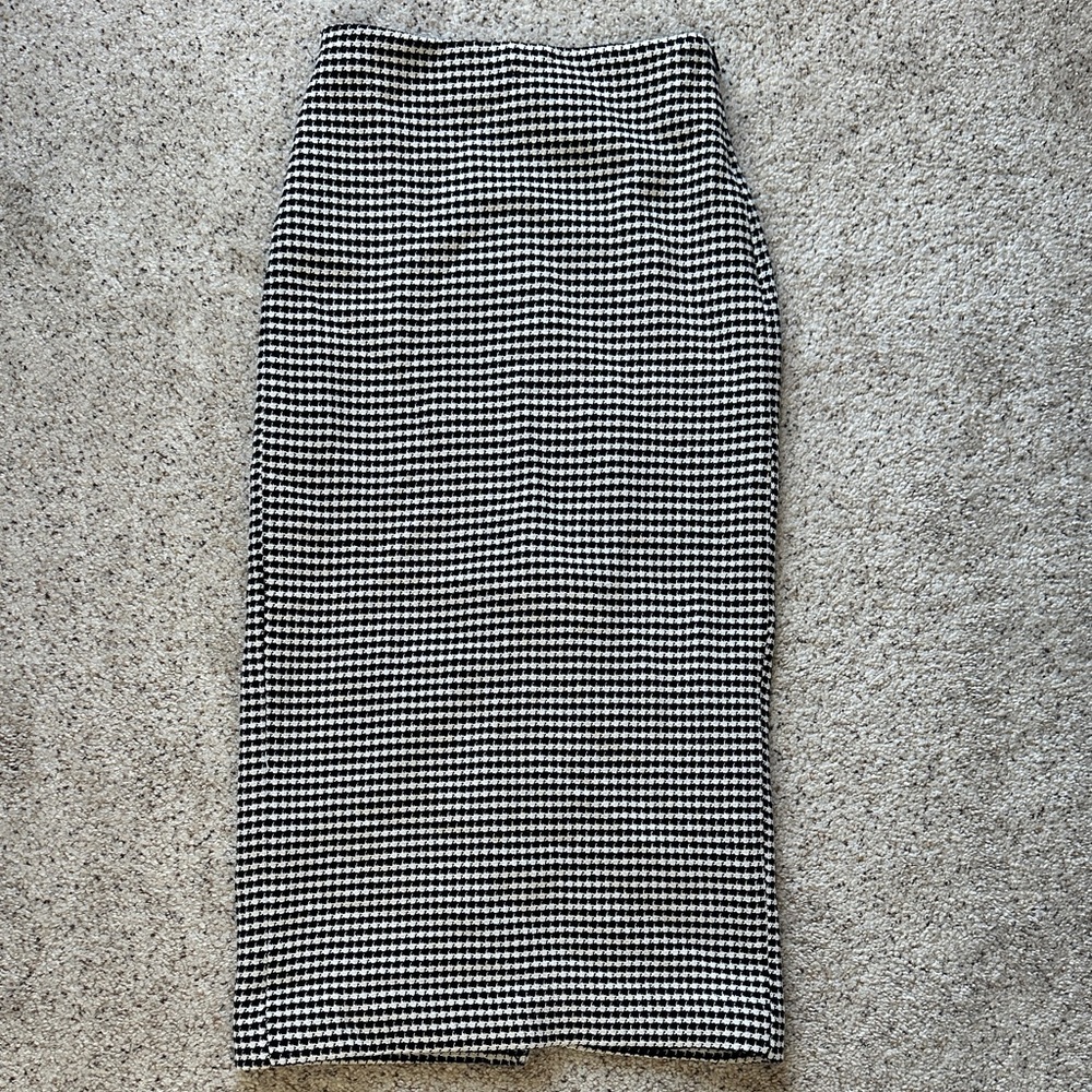 Mango Monochrome Houndstooth Pencil Skirt